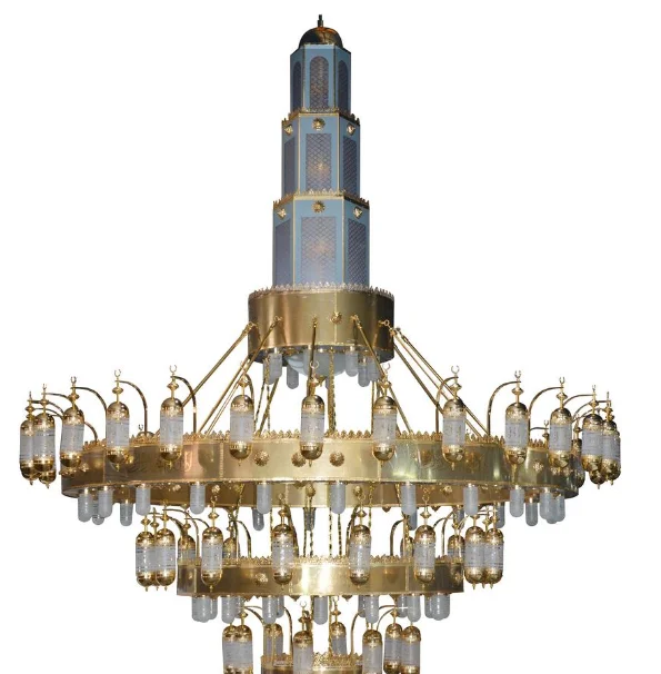 Antique Moroccan lighting Mosque large iron chandelier for Muslim decoration gold for home indoor decoration