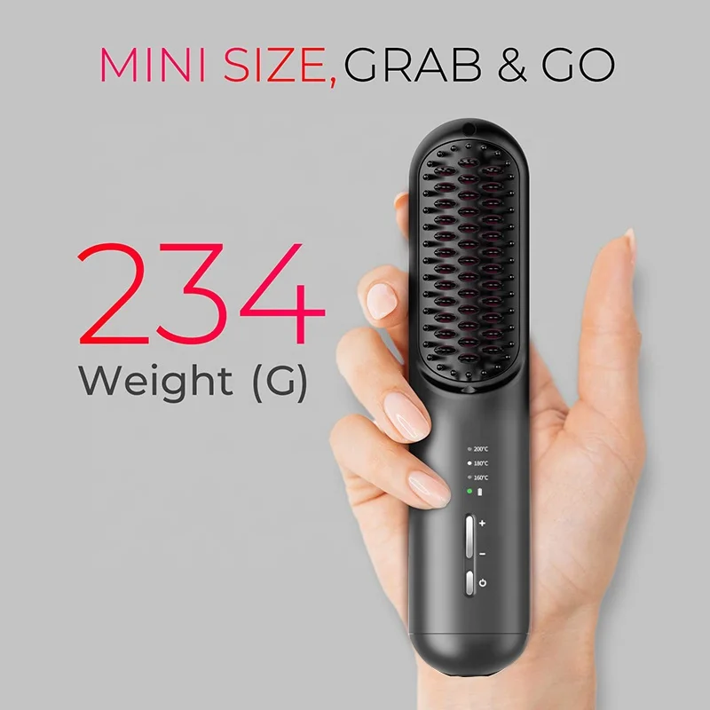 Portable MINI Hair Straightening Comb with USB Rechargeable  Negative Ion Cordless Hot Comb