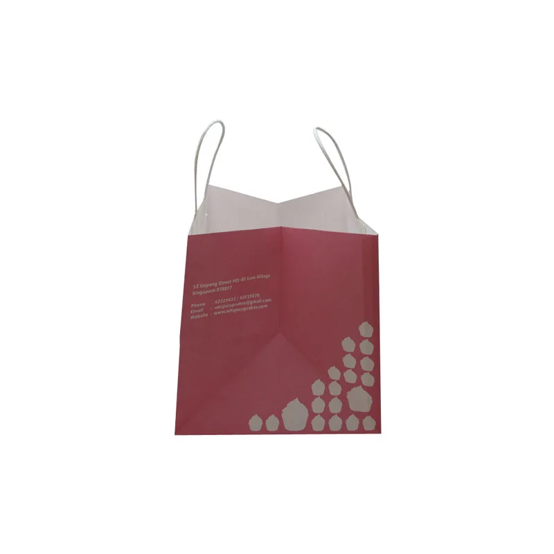 Big Capacity Cake Store Pink Kakft Paper Bags With Twisted Paper Handle Customize Logo Printing Kraft Paper Bag