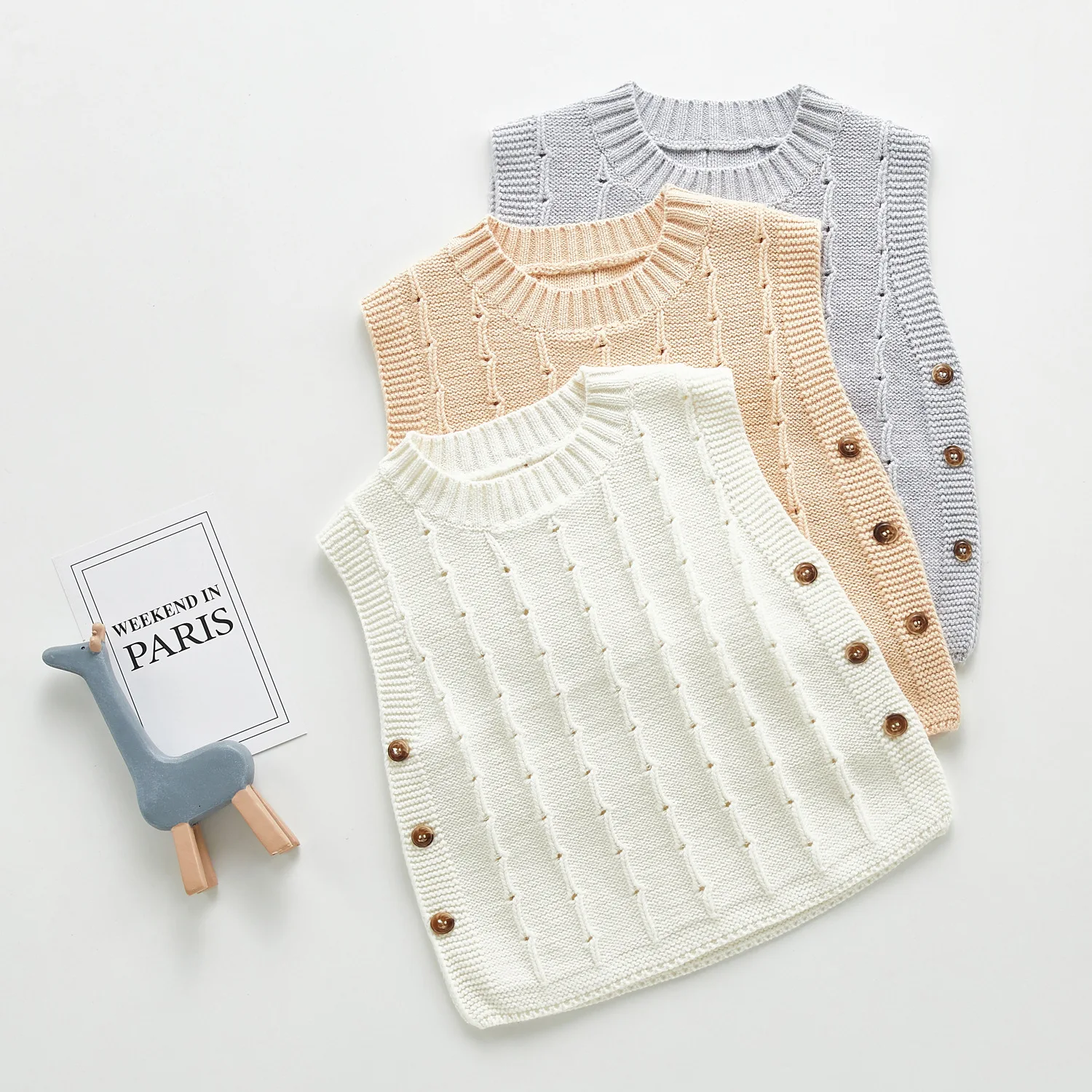 
Wholesale New Design Autumn Baby Sleeveless Knit Vest Baby Tank Tops  (1600100434308)