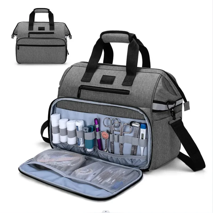 Multifunction Nurse Bags Hospital Medical Bag Emergency Aid Kit Opp Bag Nurse Pouch with Handle and Shoulder Strap 5-7 Days Work