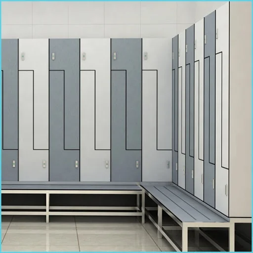 Cartmay Waterproof Compact Laminate Storage Lockers Cabinet Smart Gym Locker With Bench