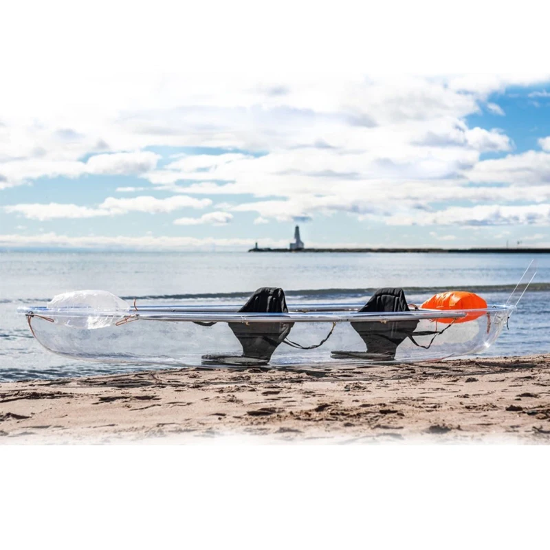 A Sit on top double canoe transparent kayak clear fishing 2 person crystal kayak