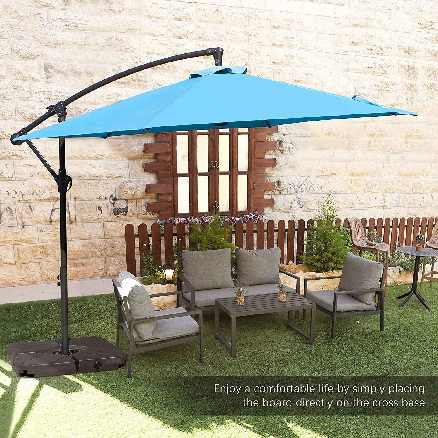 Cantilever Parasol Umbrella Base Weight, 4 Piece Offset Umbrella Stand Base Water & Sand Filled