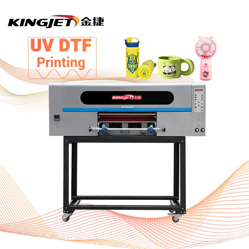 Kingjet Inkjet Uv Dtf Printer with Laminator Roll to Printing Machine Cup Wrap Sticker 30cm