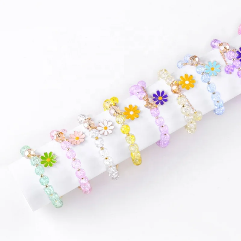 New DIY small daisy flower jewelry fashion ladies small fresh crystal beaded bracelet