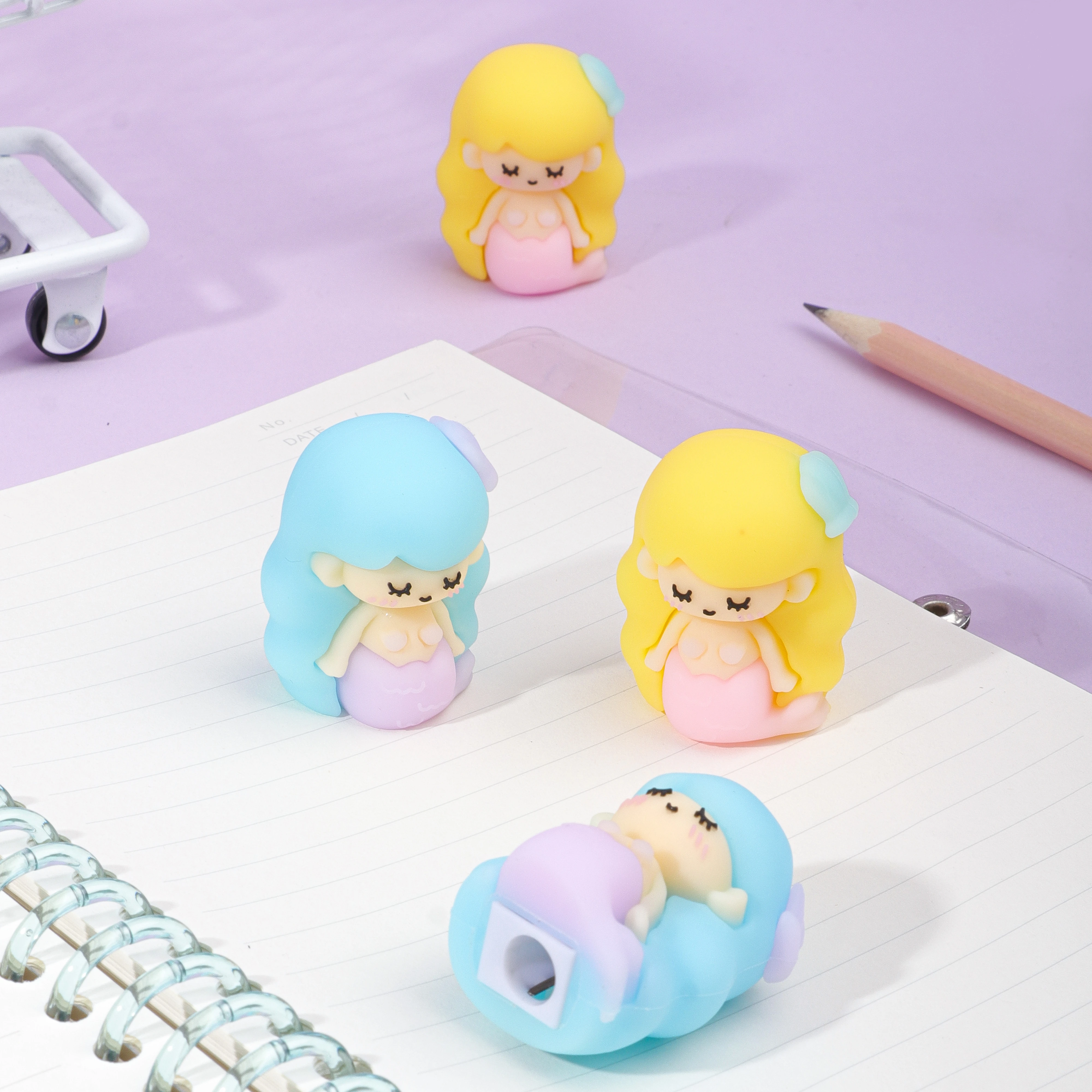 Custom Animal Shape PVC Creative Cute Small Pencil Sharpener for Pencil Cute Mermaid Sharpener Stationery