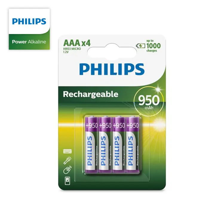 Philips high quality 1.2V Ni MH 950mAh AAA camera rechargeable battery