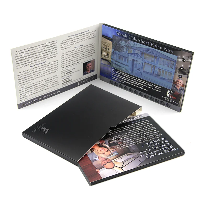 Brand new digital invitation booklet for business marketing screen lcd card hard cover paper book the video brochure