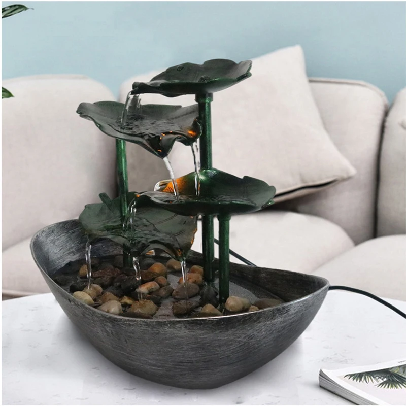 High-Quality Lotus Leaf Fountain Copper-Colored Waterfall for Modern Home Decoration