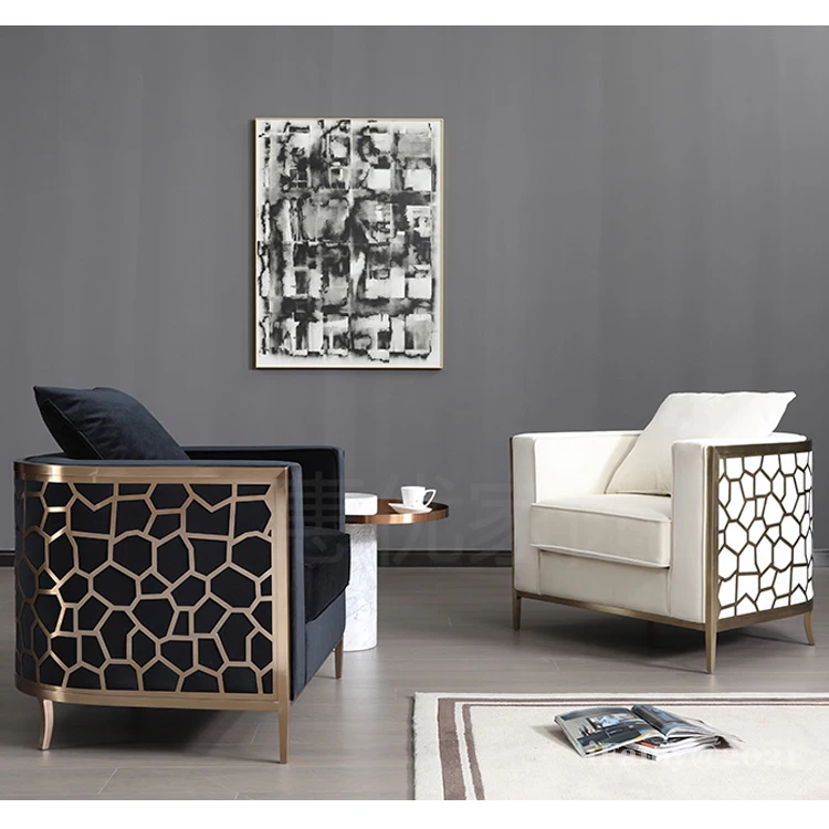 Новый Дизайн Роскошный Золотой сталь металл любишь диваны отборочные 5 звездочный отель диван лобби мебель из литого алюминия