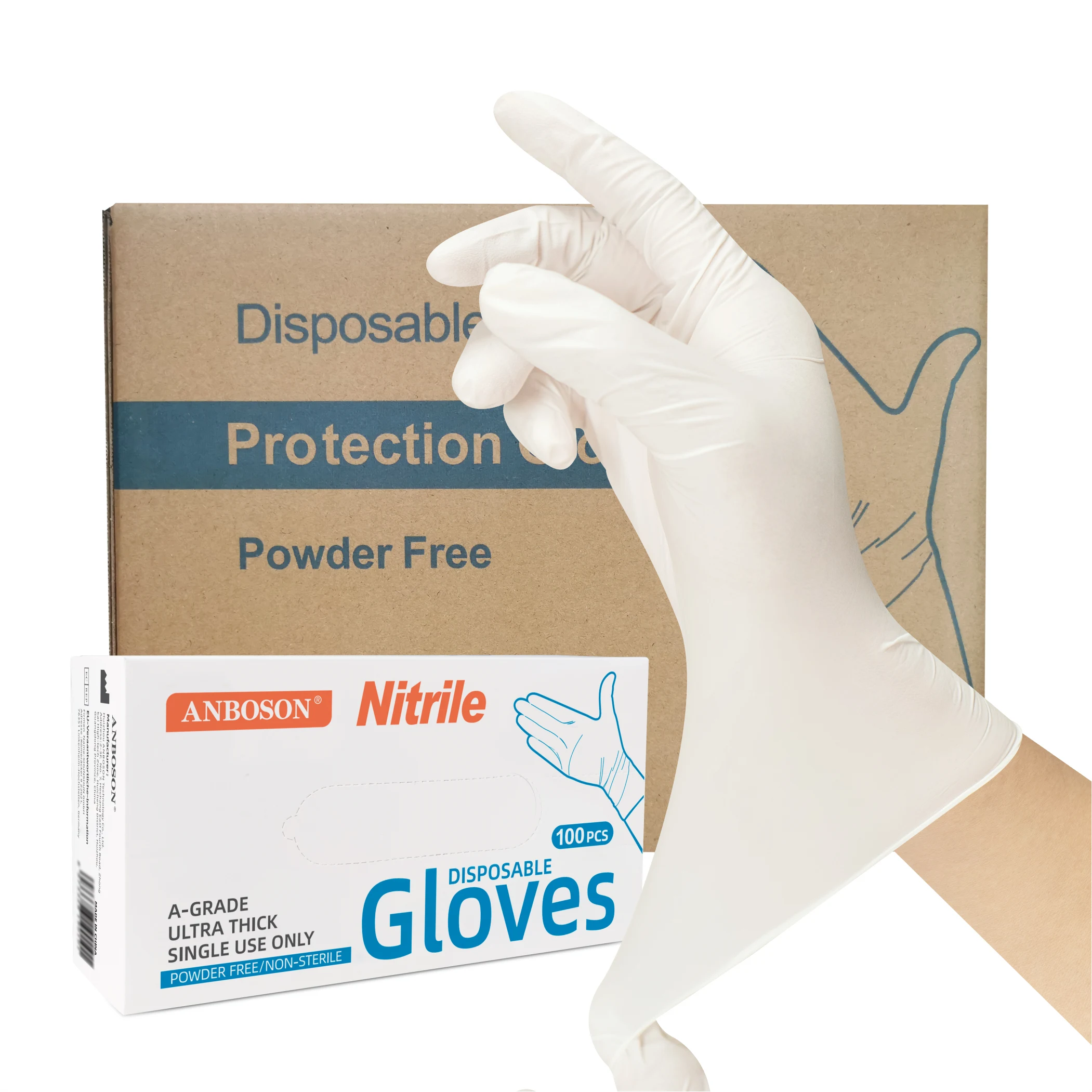 Gants Nitrile en nitrile jetables Sans talc et sans порошок Boite de 100 gantsTaille S M L XL Couleur bleu одноразовые перчатки