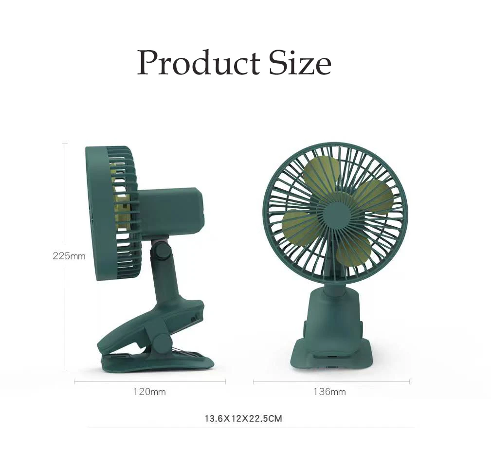 Portable Fan 3 Speeds Strong Airflow Mini Fan 360 Rotation Adjustment Clip USB Fan for Office Bedroom