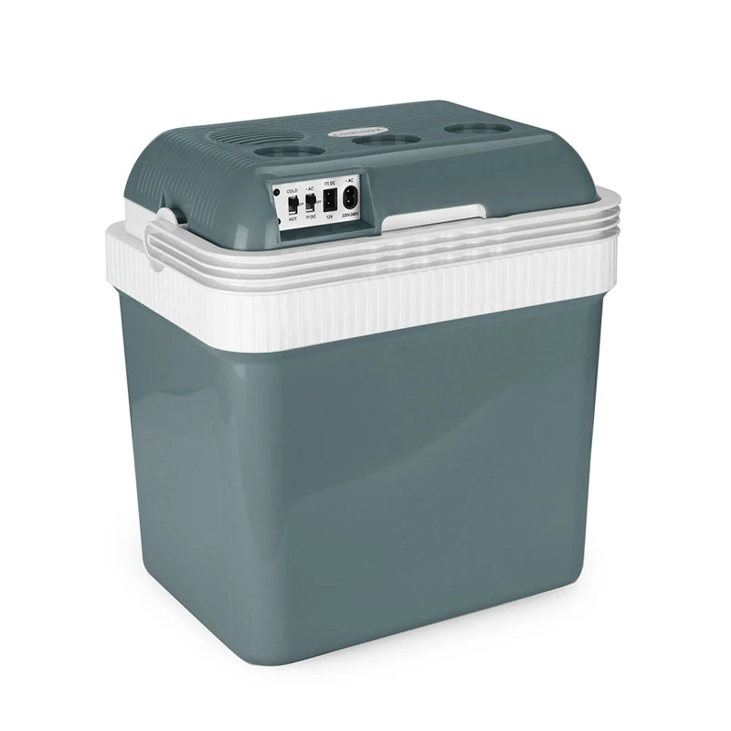 Коробка-холодильник для еды, 24 литра с подстаканником и пальцевым роликом переменного/постоянного тока