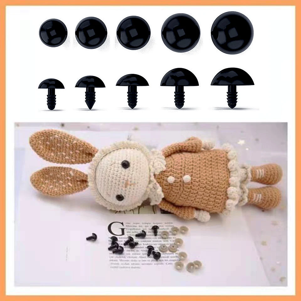 100pcs Black Plastic Diy Kit Crafts Soft Toy Eye 6/8/12mm Toy Eyes Doll Accessories button stuffed toys