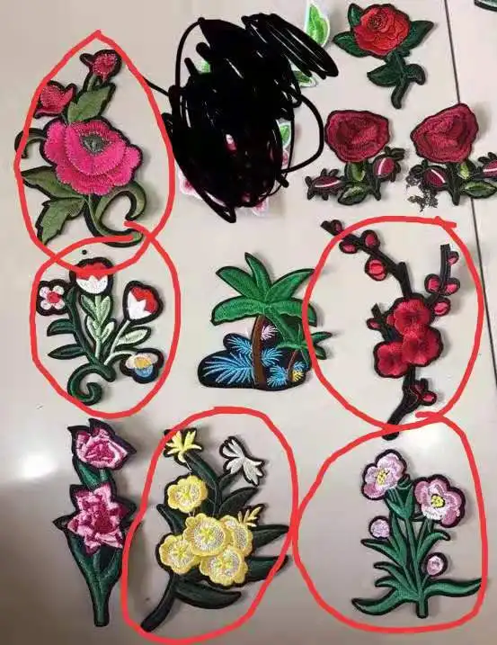 Hot Sale  Flower Tree Applicates  Ironing Rose flower Badges Embroidery Patches