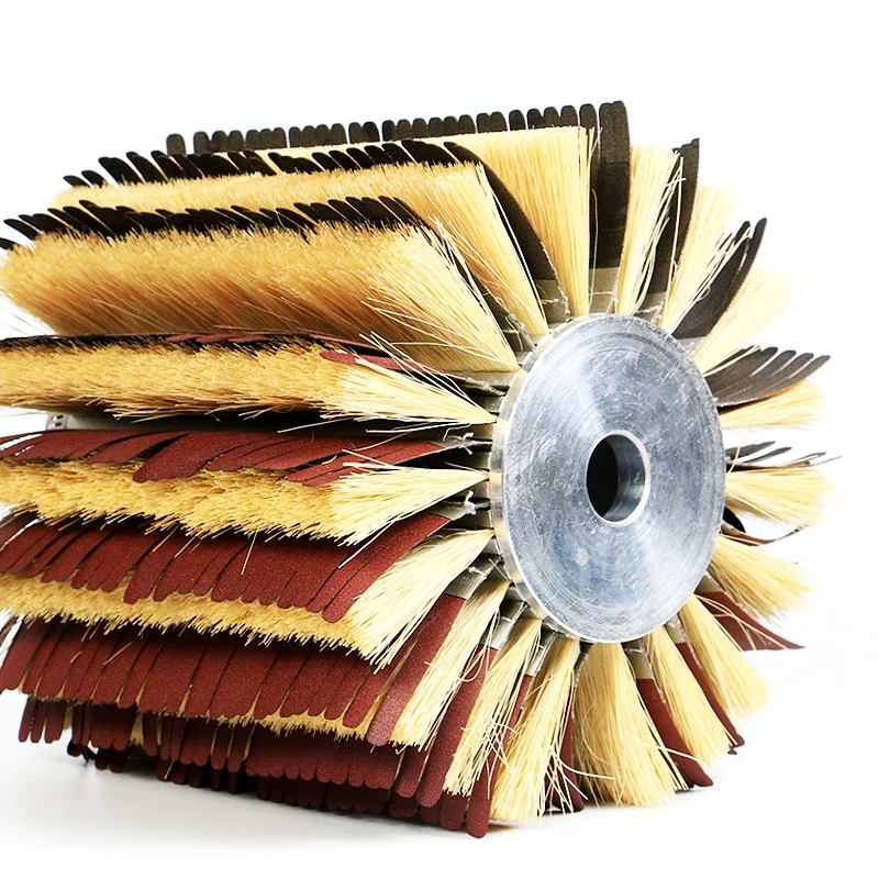 Custom Brush Roller with Sisal Sandpaper Strip Brush Using on Sander Woodworking Machinery for Polishing and Grinding