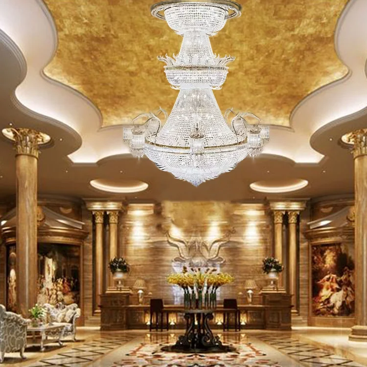 Customized hotel palace large ceiling pendant light modern project custom large luxurious chandelier