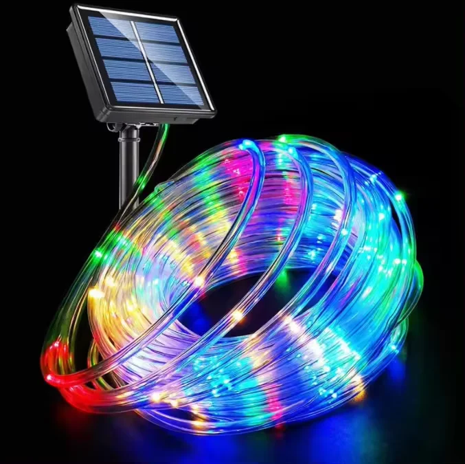 Solar LED Color Flashing String Lights with Outdoor Home Courtyard Waterproof Holiday Decoration Neon Lights
