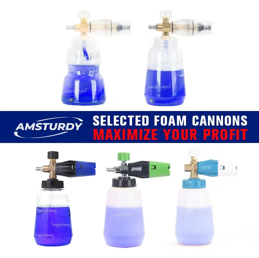 Amsturdy stainless steel Foam Cannon Plastic Water Hose Car Washer Automotive Green Bottle Cap Snow Lance Clear