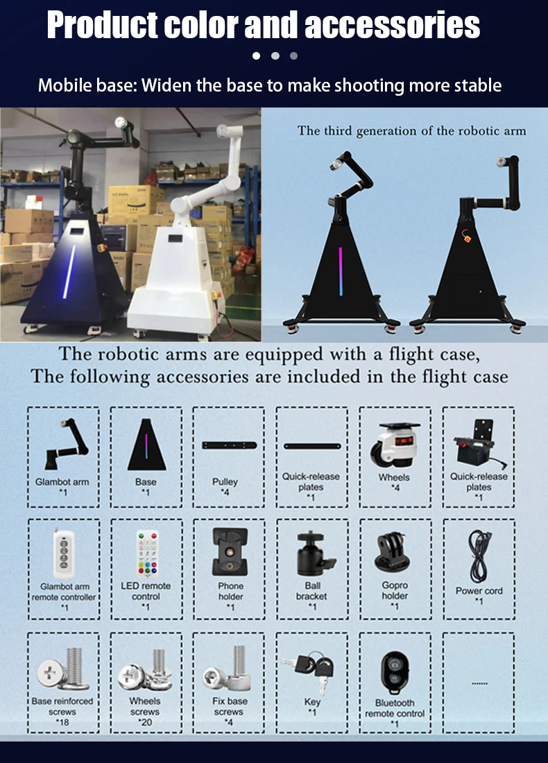 360 Degree six-axis robot arm with camera robotic arm camera motion control automatesafety flexible glambot robotic arm camera