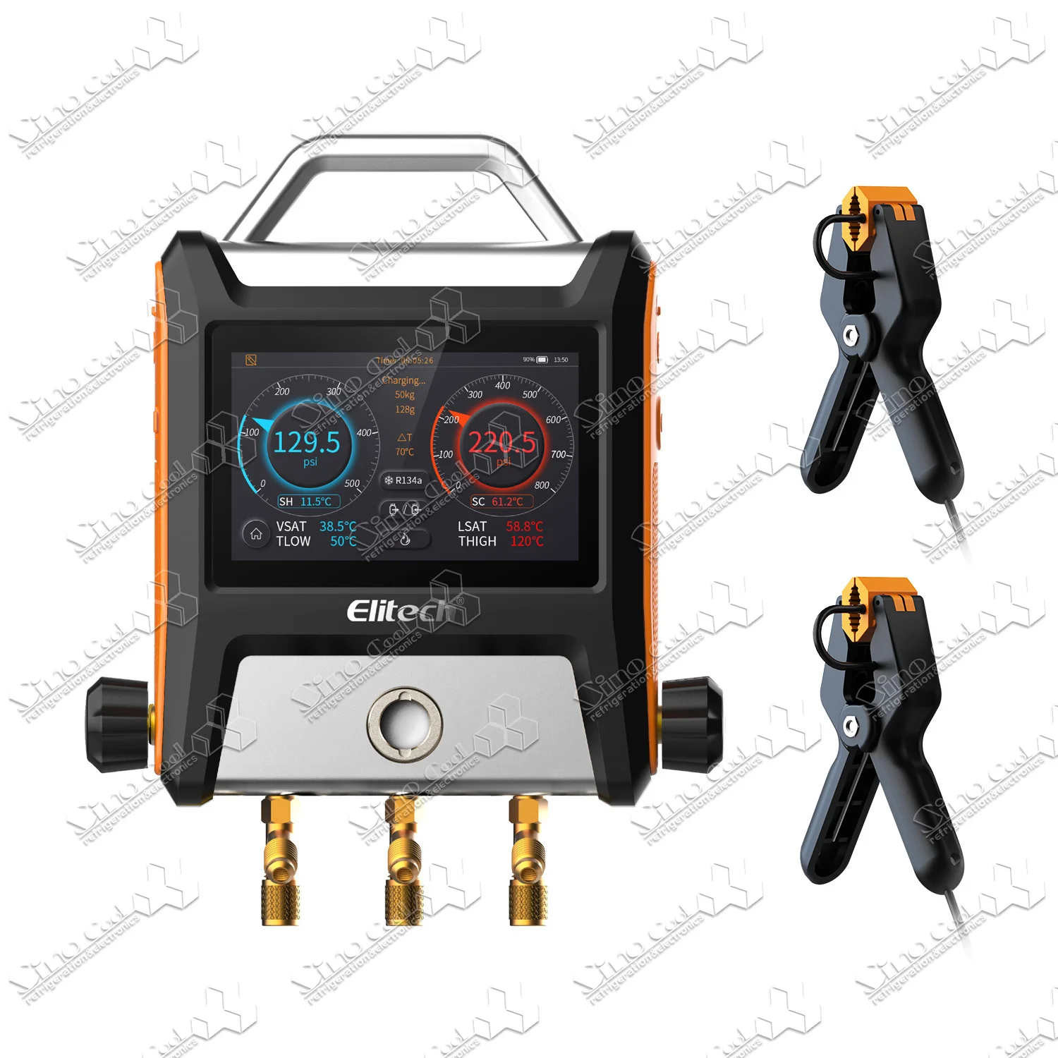 Elitech MS-2000 Smart Touch Screen Smart HVAC Digital Bluetooth Manifold Gauge 2 Valves