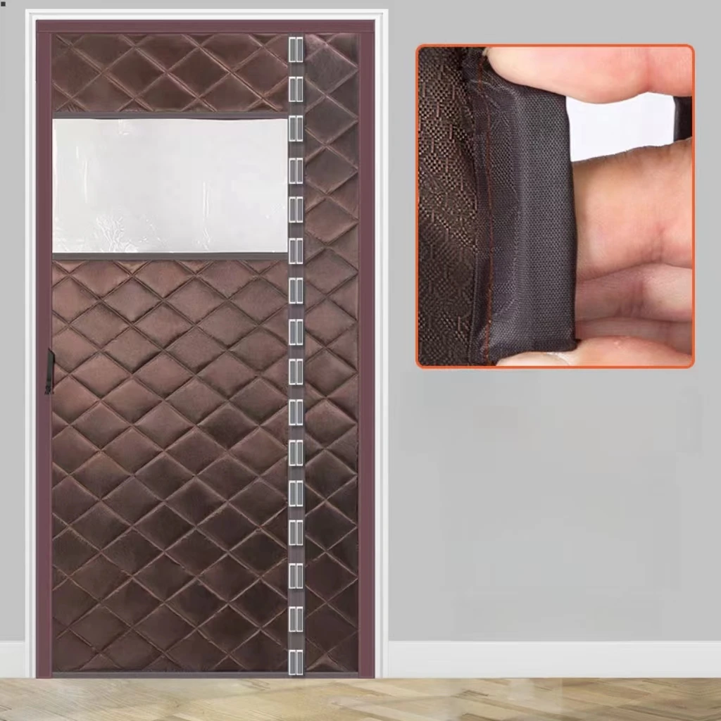 Yapears OEM Soundproofing Hook and Loop Fasteners Magnetic Insulated Blackout Curtains for Front Door With Visual window