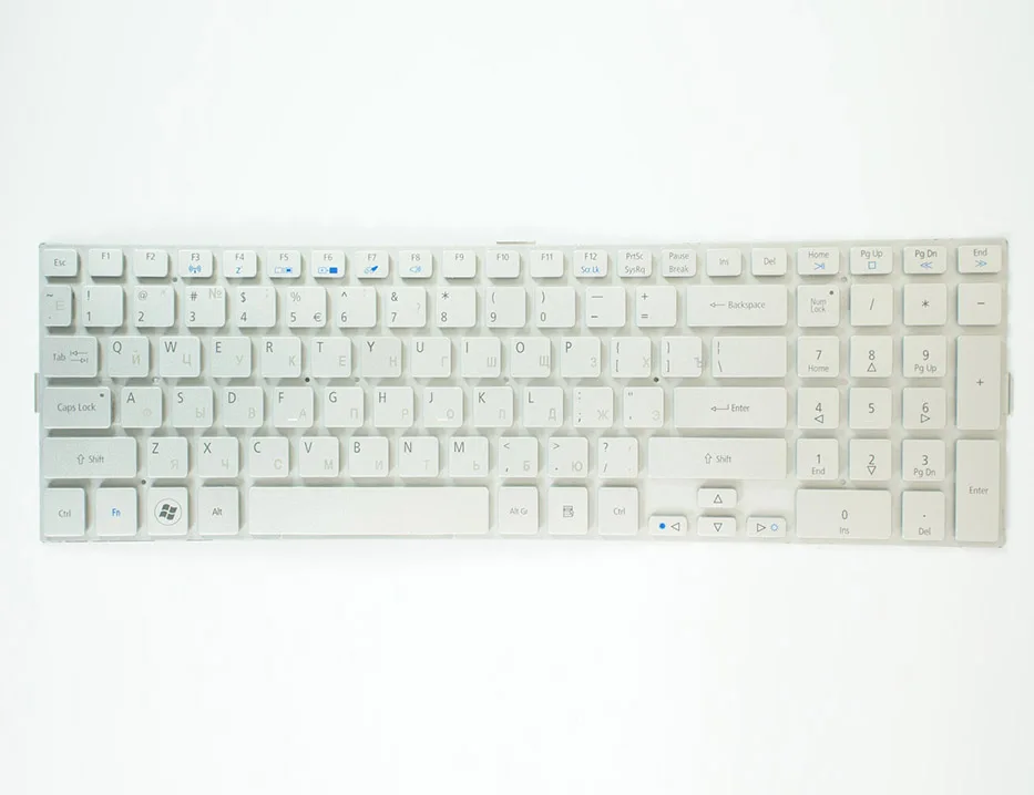 Клавиатура для ноутбука ACER aspire 5943G 5950G 8943G 8950G Серебристая без рамки