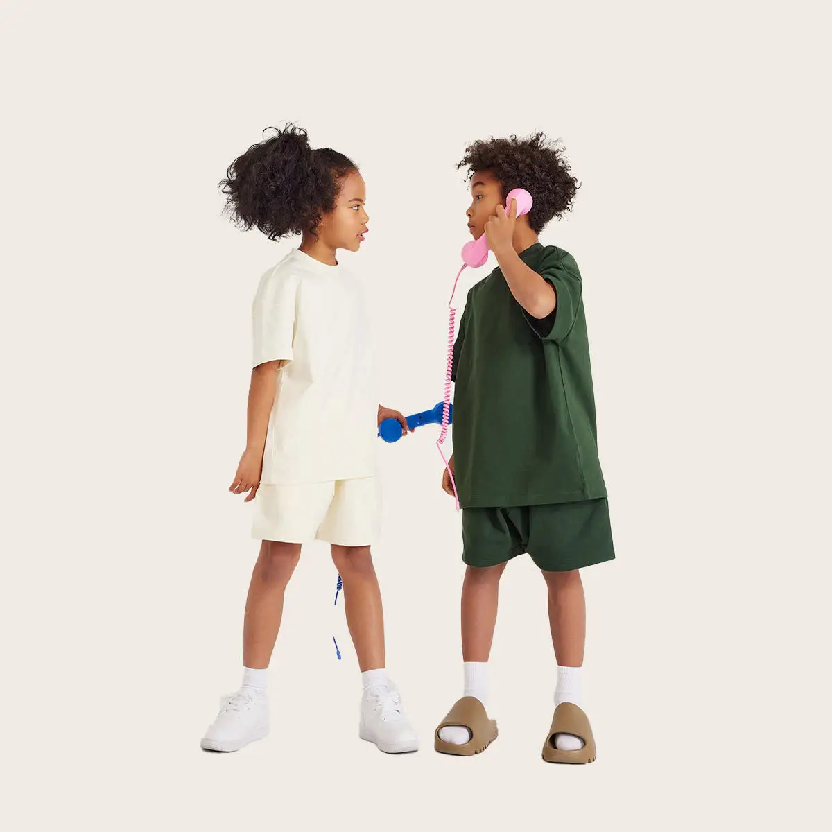 Printing On Demands Solid Color Children Sets Blank Tshirt Shorts With Custom French Terry Clothing For Kids