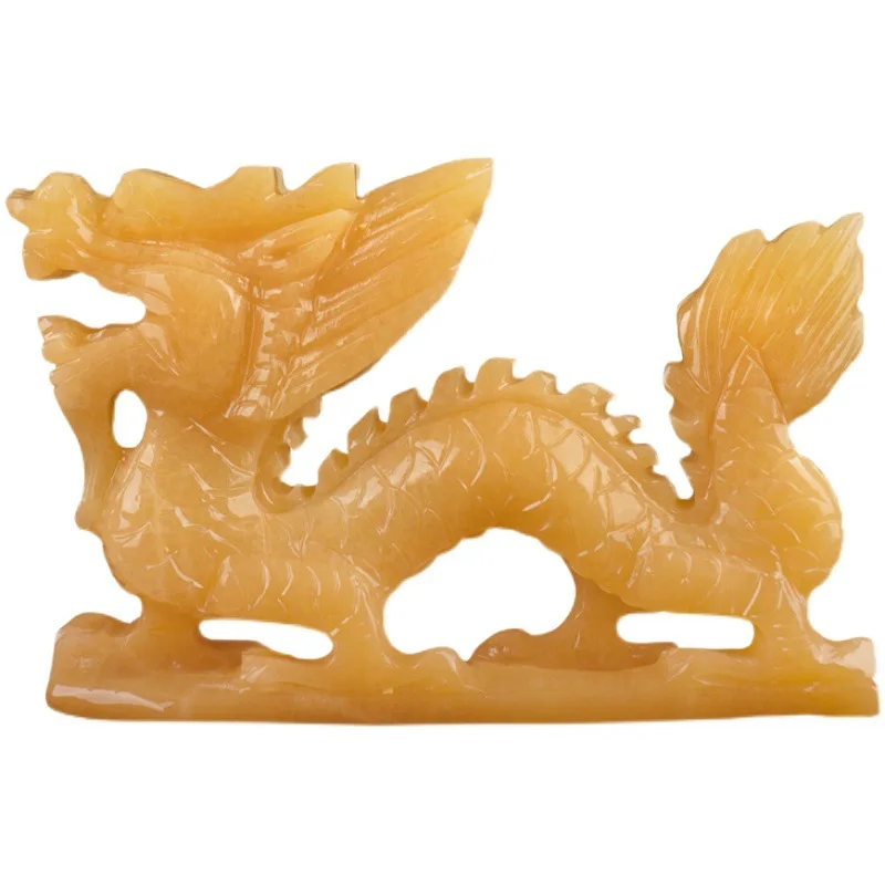 Customized natural green jade fengshui dragon craft
