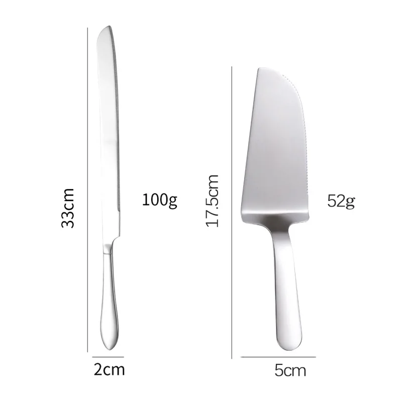Custom Logo Stainless Steel Cake Knife And Server Set for Wedding Party Hotel Restaurant Baking Utensils Cake Cutter Server