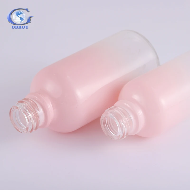 5ml 10ml 20ml 30ml 50ml 100ml 40zs serum gradient pink color essential oil dropper bottle glass cosmetic jar roller pump bottles