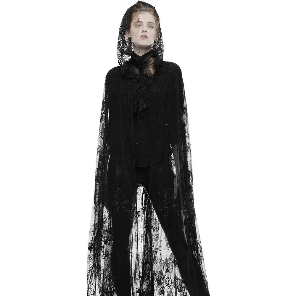 2020 New Black Lace Cloak Bridal Shawl Wedding Princess Mesh Cloak Halloween Stage Show