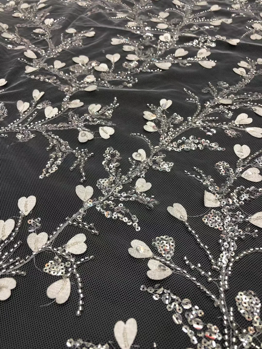 2023 glitter heart sequins embroidery lace fabrics  stones beaded nigerian african swiss 2022 lace fabrics 5 yards nigerian
