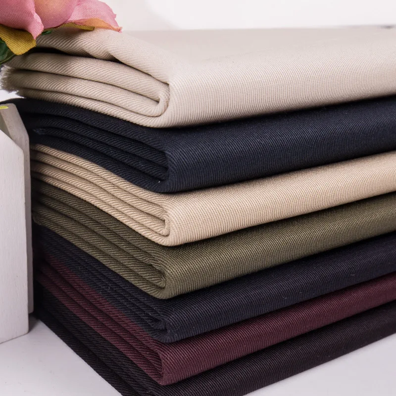 Лидер продаж, тянущаяся хлопчатобумажная спандексовая саржевая ткань для мужских брюк и брюк