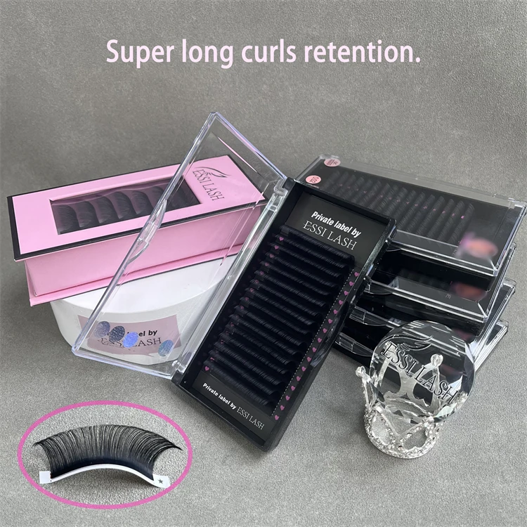 ESSILASH easy to make fans super dark fluffy matte black eyelashes 0.03 0.05 0.07 Faux Mink Eyelashes  C CC D DD L M Curl