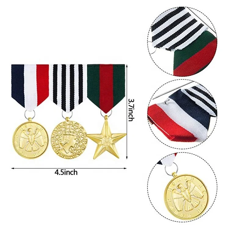 Custom Antiqued Gold metal embossed Iron Cross Medal security badge With Box