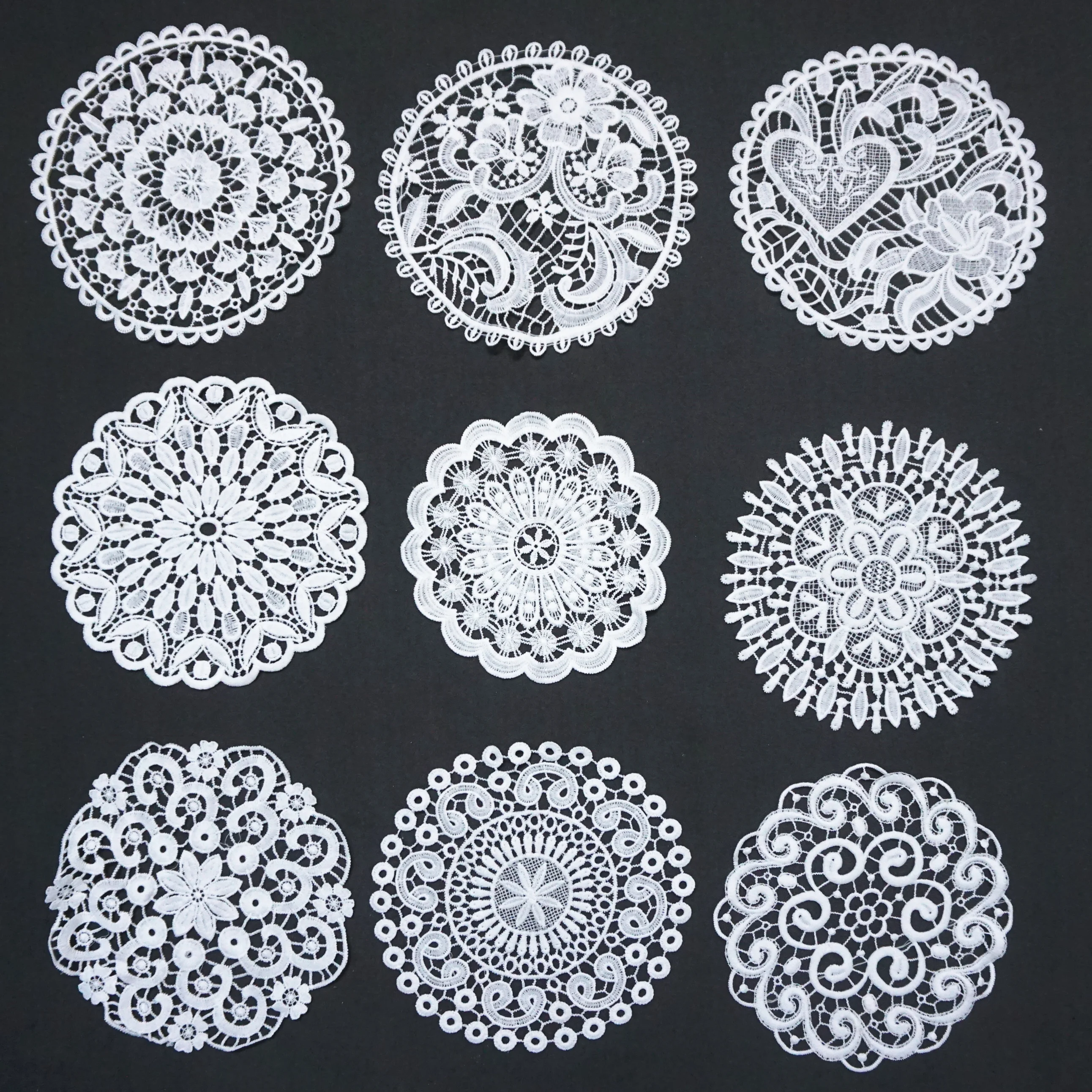 
 Кружевной воротник с красивой вышивкой цветок и сердце Венецианская Кружевная аппликация отделка кружевная ткань швейные принадлежности много стилей D397  