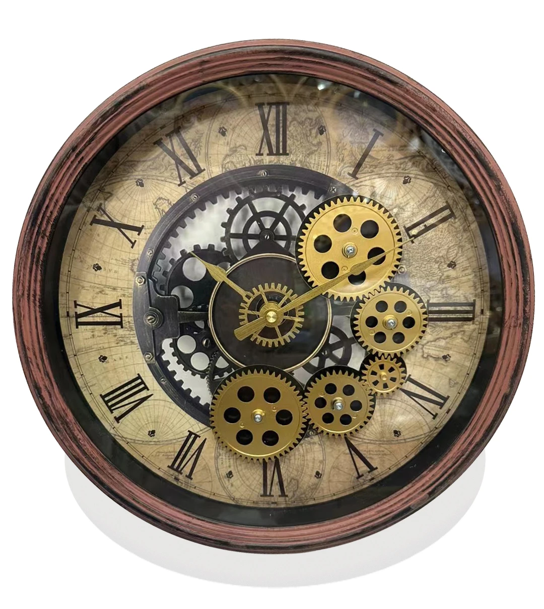 cheap price plastic luxury unique wall clocks with rotating gears