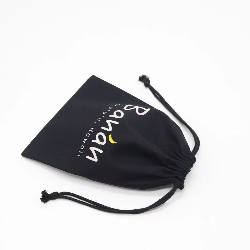 Eco-Friendly Cotton Linen Gift Packaging Drawstring Pouch Soft Black Cotton Candle Perfume Essential Oil Gift Shopping Bag