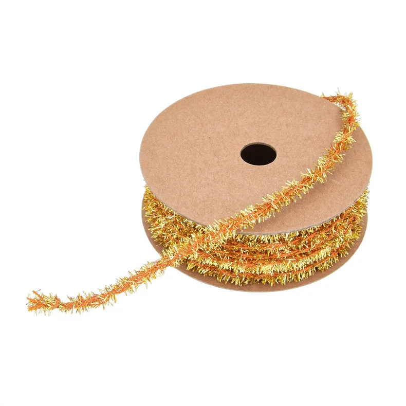 Christmas tree gift packaging fringe wool tops ribbon decoration gold leaf silk thread Christmas latte art ribbon 20 yards_11