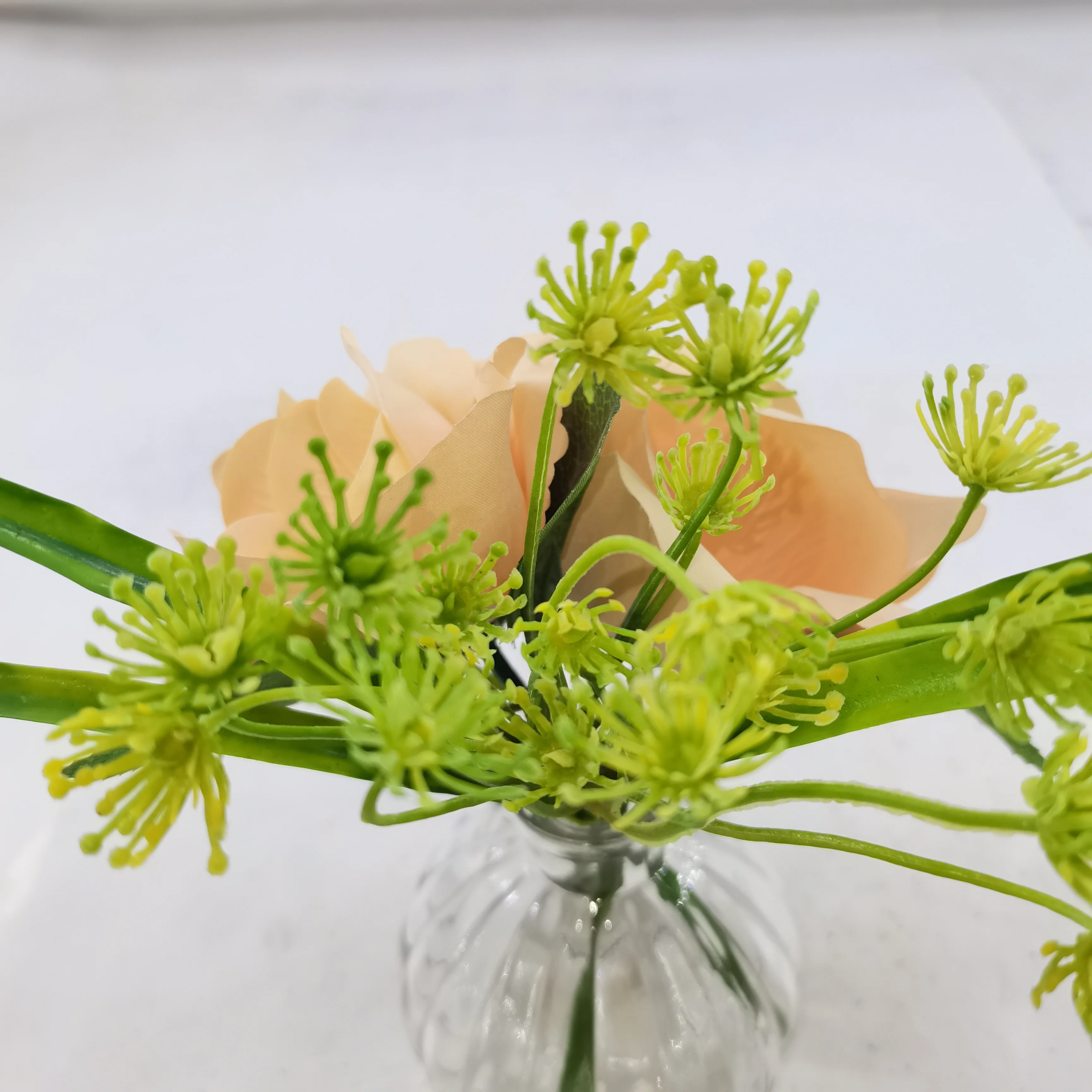 Artificial Rose Bouquet Simulation Daisy Interior Decoration Rose With Glass Bottle Landscaping Potted Plant