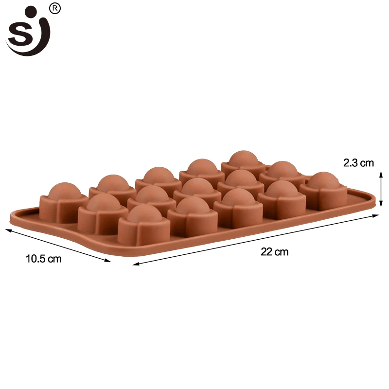 Factory Direct Sell 15 Cavity Round Shape Chocolate Silicon Mold Handmade Bakeware Tools Candy Jelly Making Tray For Baking