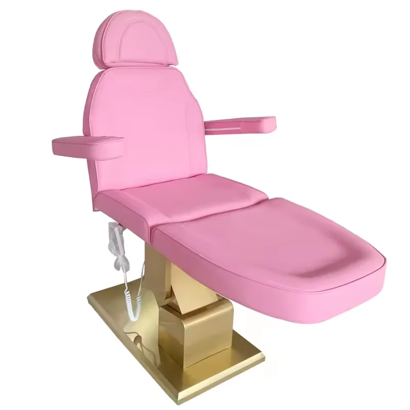 Hot selling beauty salon equipment metal golden stainless steel base electric beauty massage table