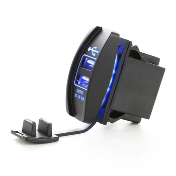 12V/24V 36W Fast Charge Three QC3.0 USB Car Charger Socket with 10A Wire Fuse Aluminum for Car boat