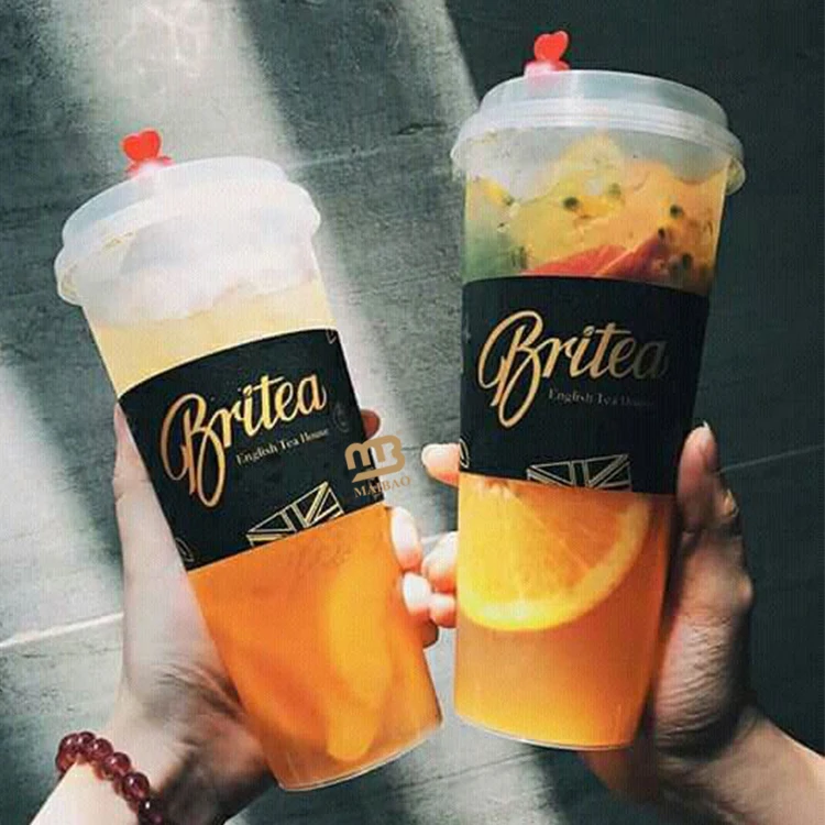 Custom printed disposable cold hot drink lid plastic 16 oz PET cup with lid boba tea coffee juice 24oz PET cups clear PP cup