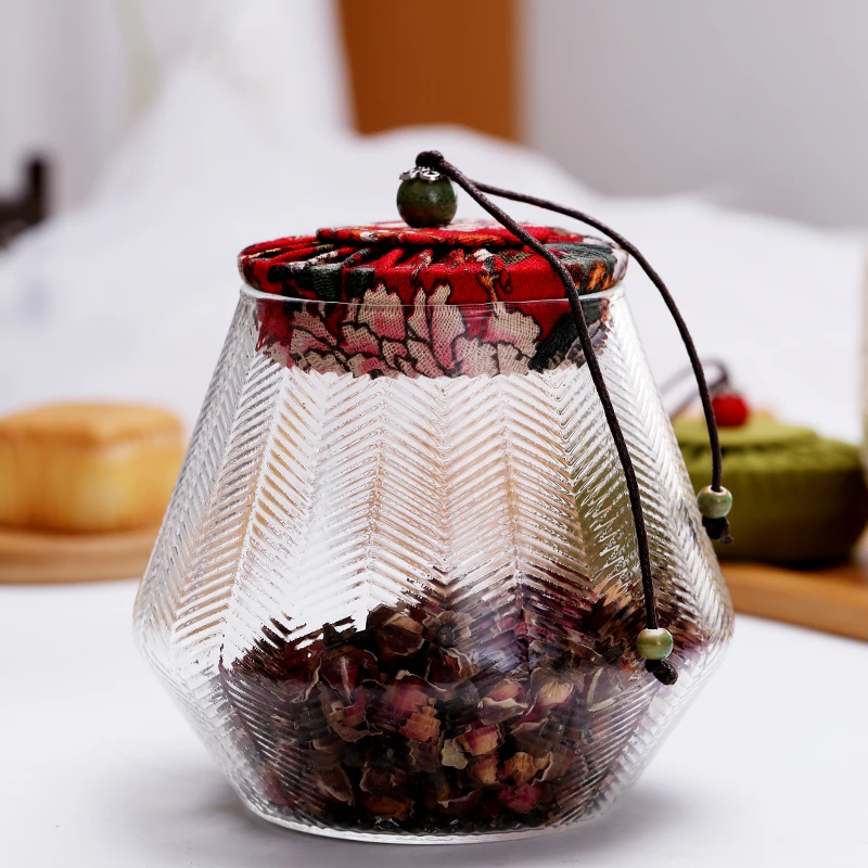 Custom manufacture 7cm diameter spice food storage High borosilicate air tight glass jar with bamboo lid in Home & Kitchen