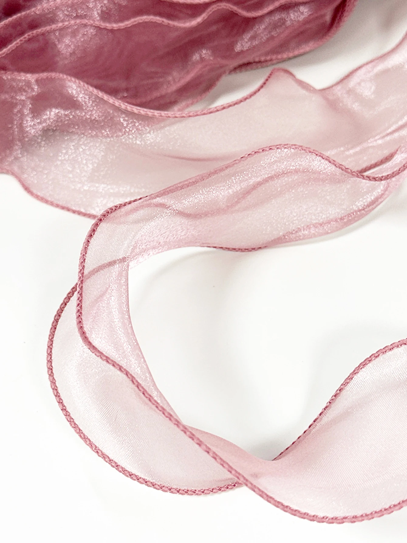 10 Yards Pink Wired Chiffon Ribbon Sheer Wired Organza Ribbon for Crafts Floral Bouquets Wedding Party Decorations