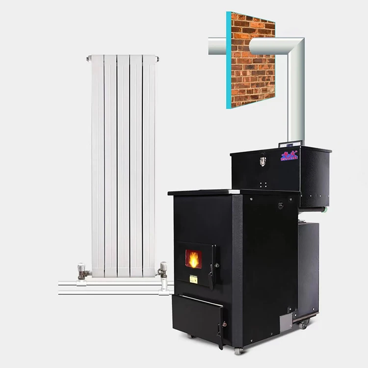 15kW Europe Style Black 15kW Cooking Water-heating Pellet Boiler Pellets Sin Fireplace Pellet Machine Bio Heating