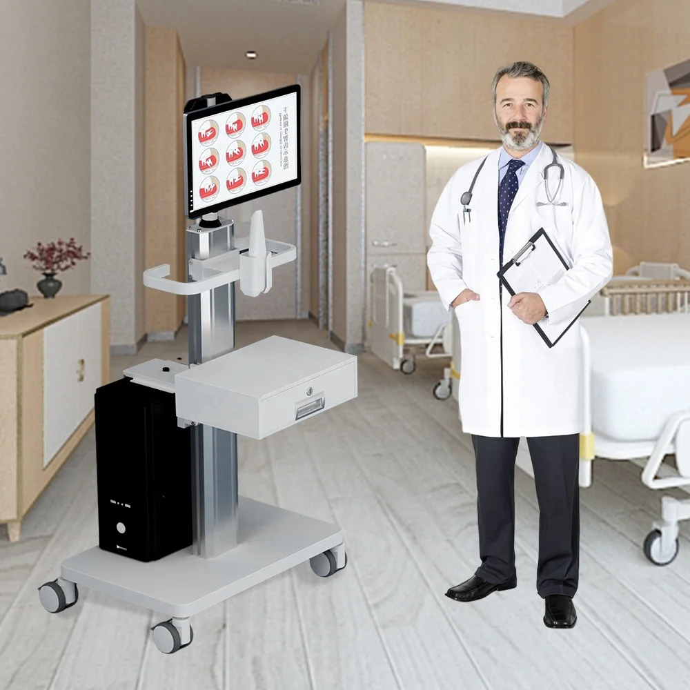Likaymo Manufacture Aluminum+ABS Plastic Hospital Dental Oral Cart with Scanner Holder Office Mobile Trolley for Dental Clinic